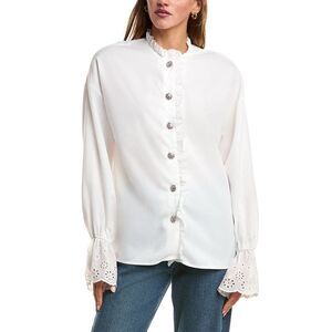 Luxe Always Womens  Ruffle Blouse, White